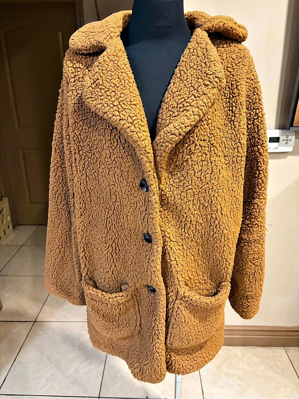 Miss Selfridge Teddy Jacket in Brown Size Large
